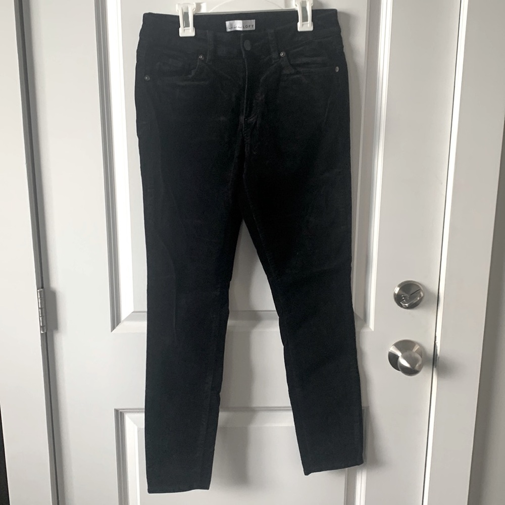 Loft, black velour pants